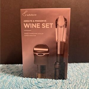 Rabbit Wine & Champagne Sealer + Super Aerator — Deep Brown